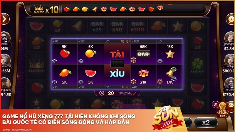 Game nổ hũ Xèng 777 tái hiện không khí sòng bài quốc tế cổ điển sống động và hấp dẫn