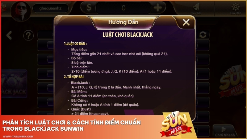 Phân tích luật và cách tính điểm Blackjack tại Sunwin chuẩn xác