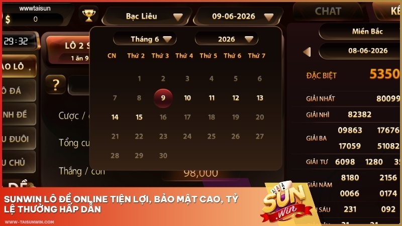 Sunwin Lô Đề online tiện lợi, bảo mật cao, tỷ lệ thưởng hấp dẫn