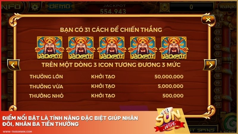 Điểm nổi bật là tính năng đặc biệt giúp nhân đôi, nhân ba tiền thưởng